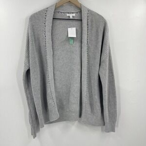 Abound Long Stitch Cardigan Womens S Light Grey Knit Open Style Long Sleeve NWT